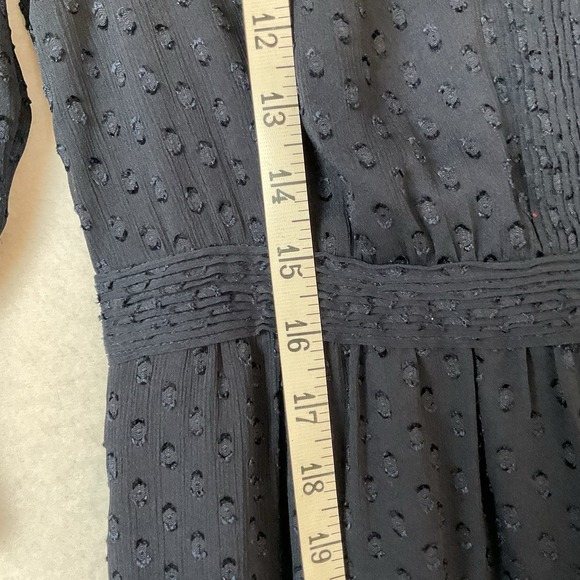 Banana Republic Dress Womens 2 Navy Blue 3/4 Sleeve Tucks Ruffles Sheer Lined - Picture 5 of 12